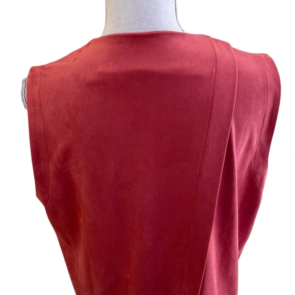 Soft Surroundings Terra Cotta Orange Faux Suede Like Long Vest M